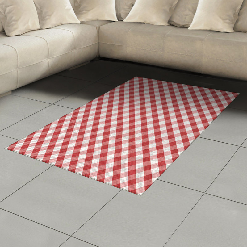 Checkered High Density Long Fiber Poly Threads Decorative Area Rug Carpet, Rectangle 4' x 5'8"