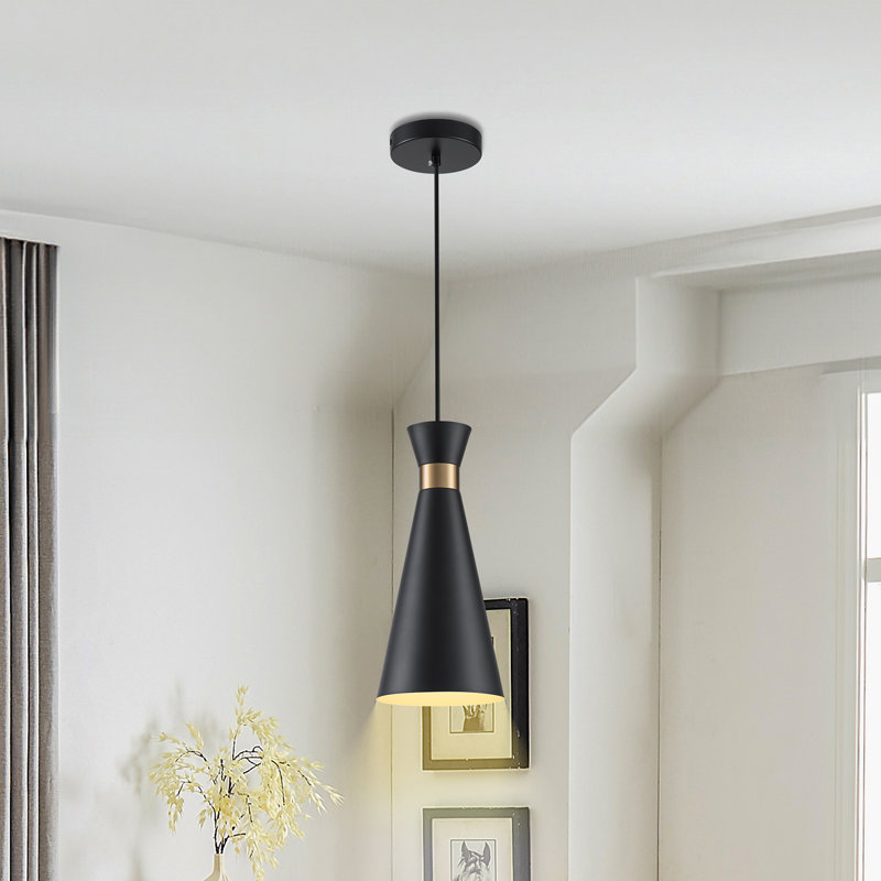 Luminaire suspendu conique 1 lumière Persei, Noir, noir, noir, noir