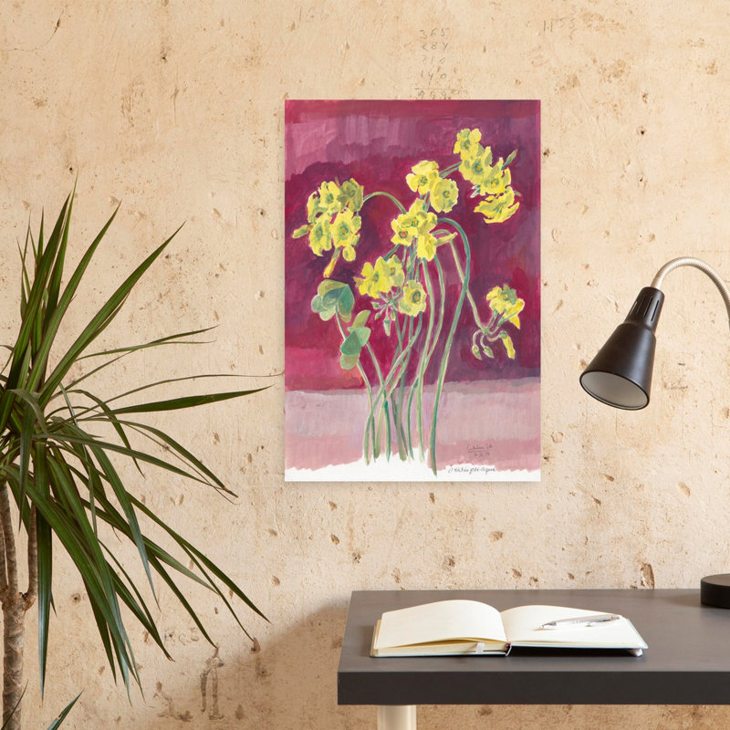 Oxalis, peinture florale, art romantique abstrait moderne, H 24 po x l 16 po