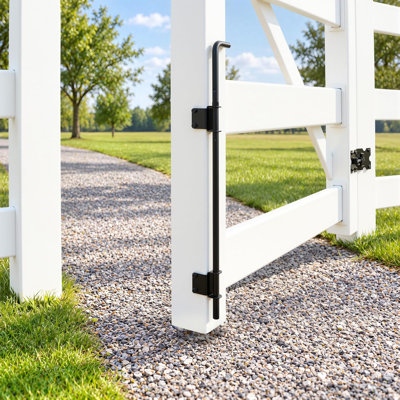 24" Heavy Duty Cane Bolt Gate Drop Rod, Steel Fence Drop Rod, Gate Ground Latch with Black Finish, Fence Gate Hardware for Wood, Vinyl & Metal Fences