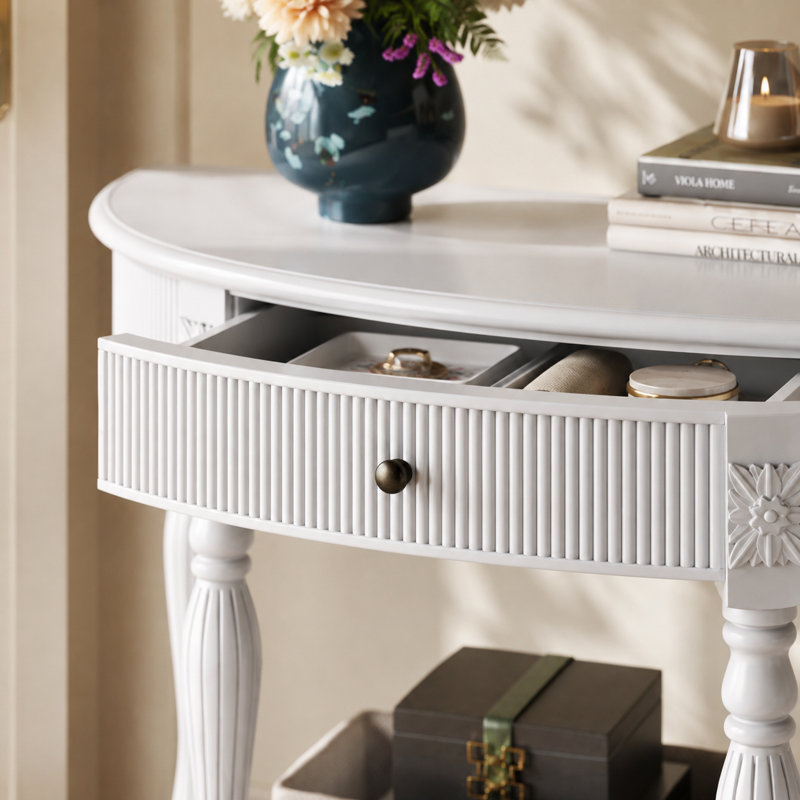Console demi-lune Velmont, Blanc