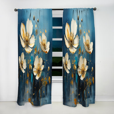 Buttercups Are Depicted Against A Backdrop - Traditional Velvet Curtain - Room Darkening - 1 Panel