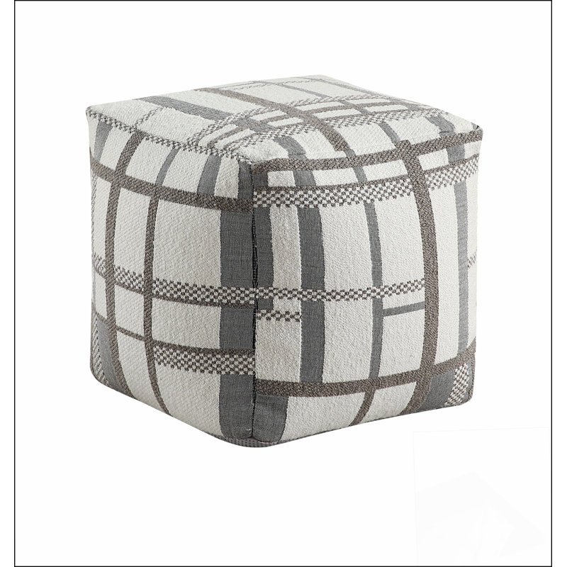 Square Pouf Ottoman – Jacquard Fabric, Non-Slip Bottom – Modern Footstool/Bean Bag Chair