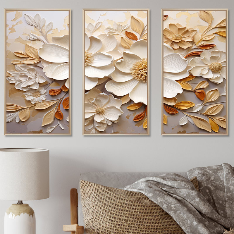 Minimalisme, fleurs saisonnières Blossoms III - ensemble d'art mural fleurs saisonnières, H 40 po x l 60 po x P 1 po