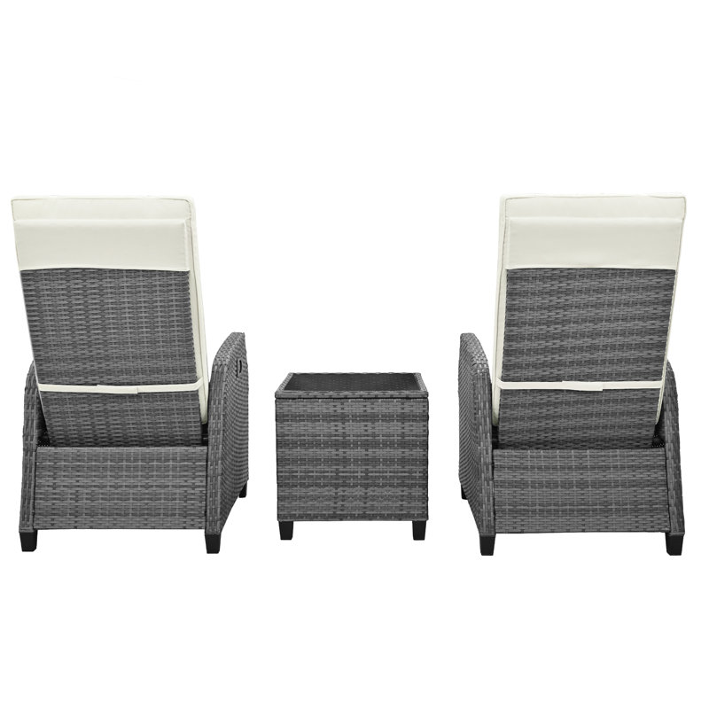 Outdoor Rattan Two-Person Combination With Coffee Table, Adjustable, Suitable For Courtyard, Swimming Pool, Balcony
