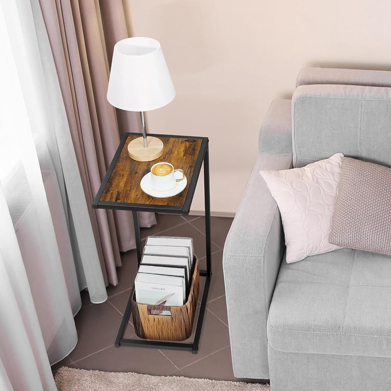 End Table Set, Brown, Black