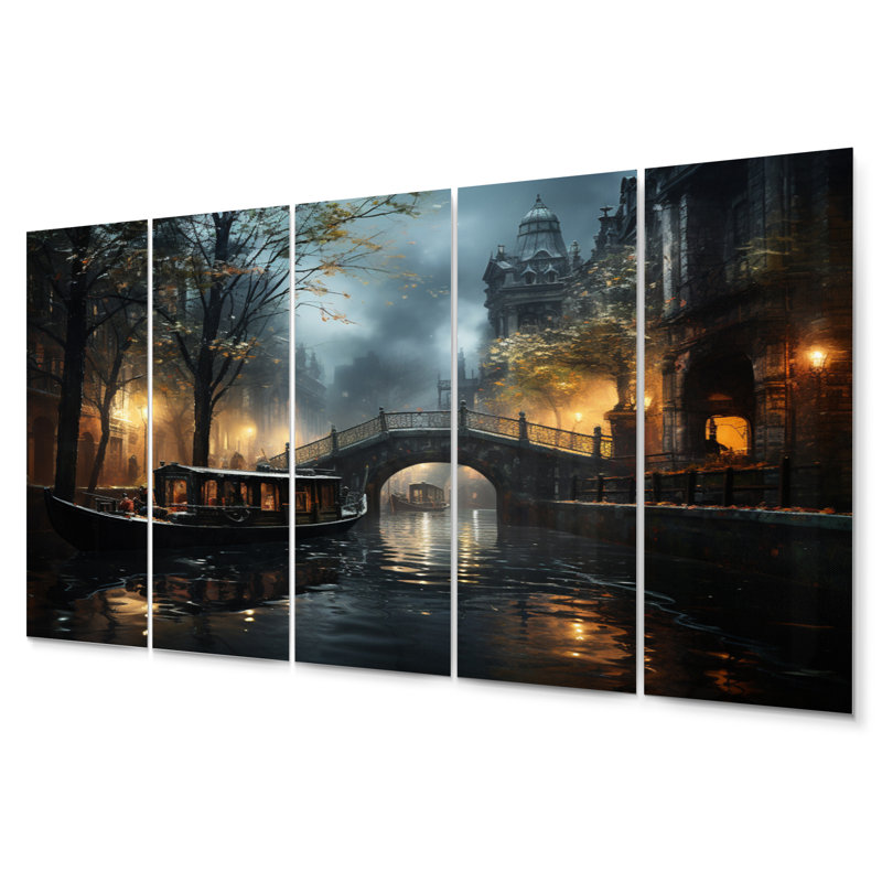«Yellow Canal Atmospheric Passage I - Canals», ensemble d'art mural en métal
