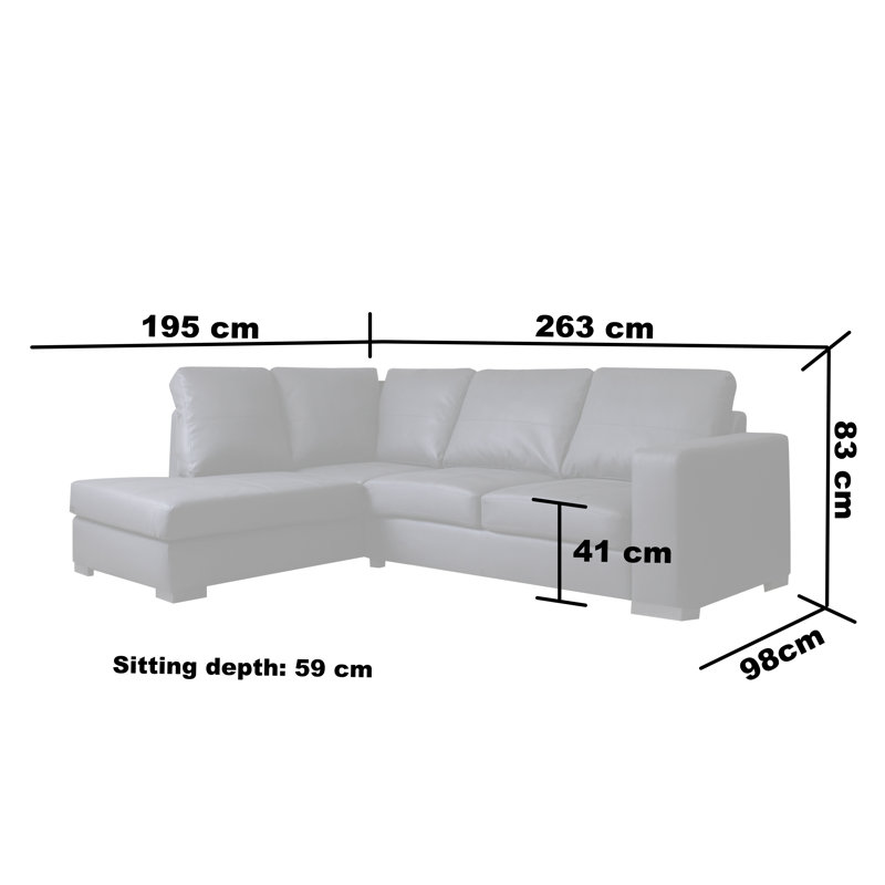 4 Seater Faux Leather Corner Sofa , Left facing, Cream