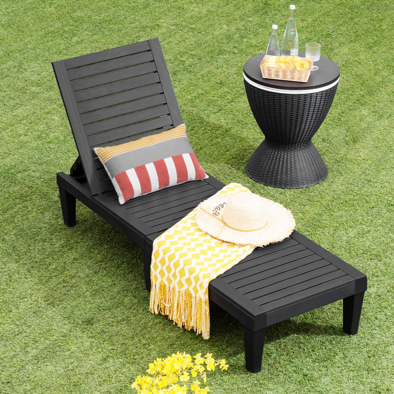 Chaise longue inclinable longue 75 po, Noir
