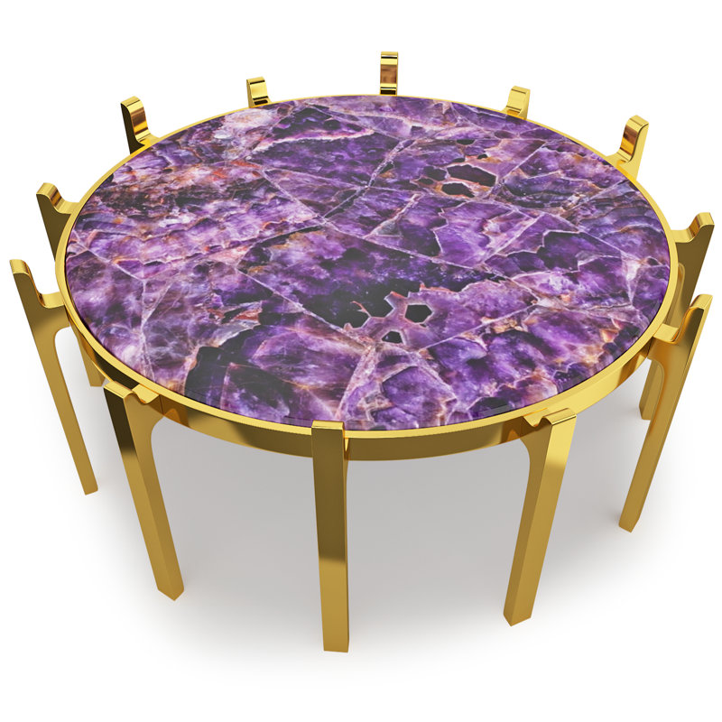 Crown Stone Coffee Table, Amethyst/Gold