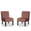 Deux fauteuils en velours rose poudré, de style moderne du milieu du siècle, pieds en bois massif, pour salon ou pièce mixte.