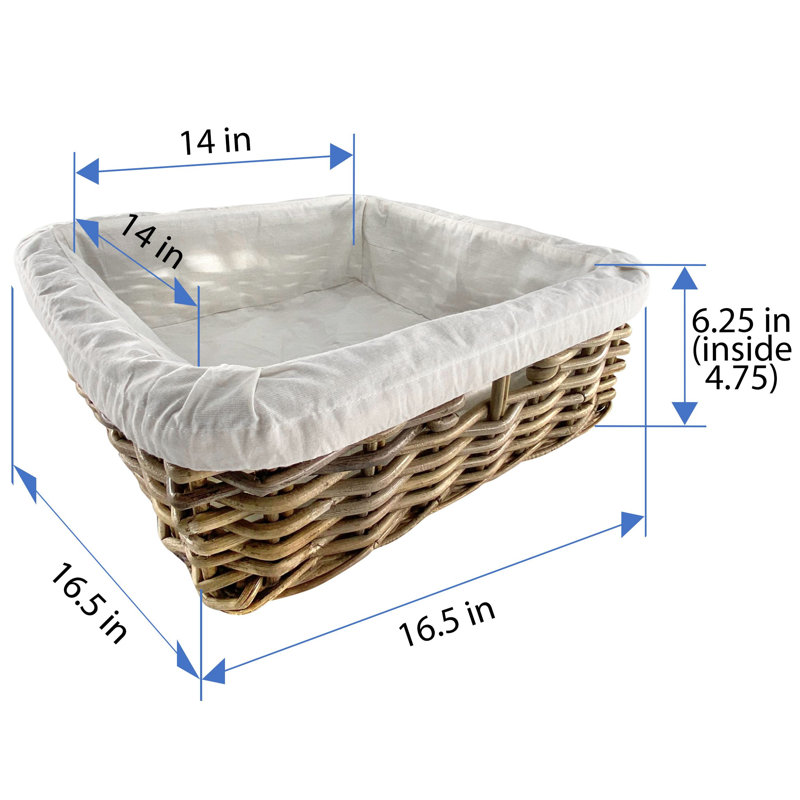 Dovecove Skiatook Rattan Decorative Basket, 6.5" H x 16" W x 16" D