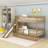 Twin Over Twin Bunk Bed With Slide And Storage Staircase-675417308