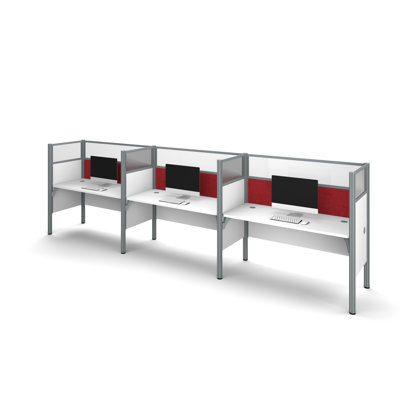 Pro-Biz Triple Side-by-Side Workstation with 6 Privacy Panels (Per Workstation) Benching Desks