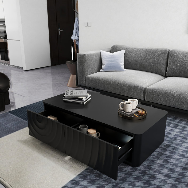 Table basse rectangulaire 47 po avec rangement, Noir