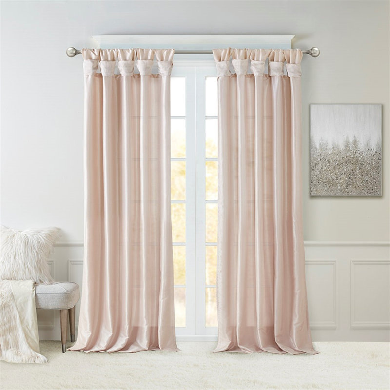 Twist Tab Lined Window Curtain Panel, 50" W x 108" L, Blush