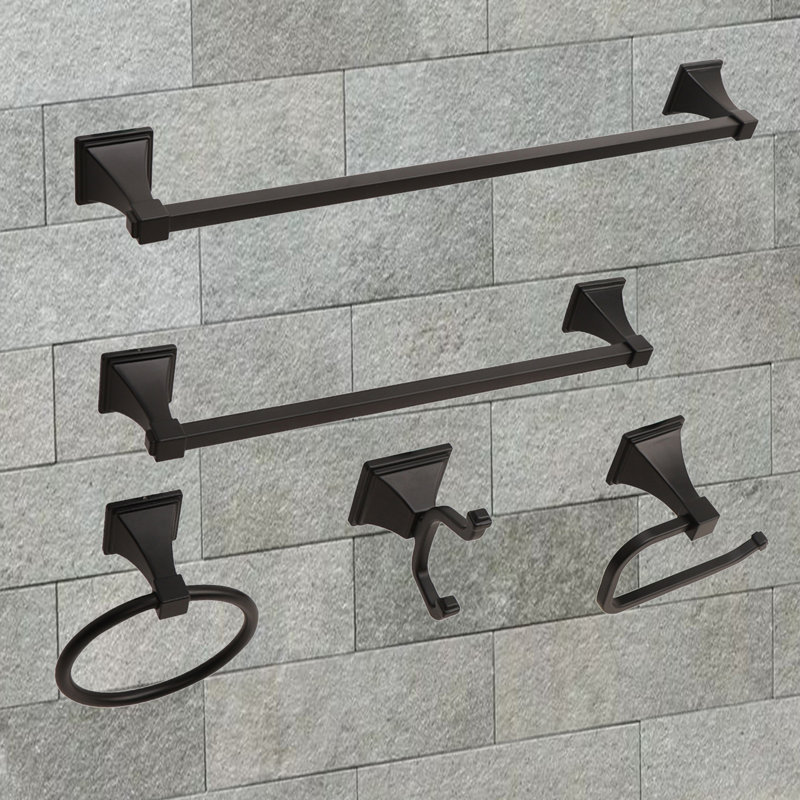 Oil Rubbed Black 5-Piece Metal Bathroom Hardware Set