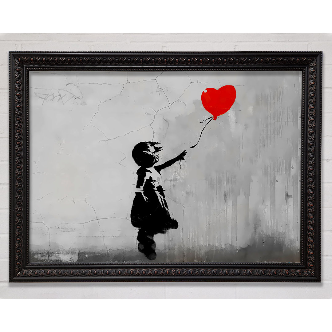 Love Heart Balloon Grey - Einzelner Bilderrahmen Kunstdrucke