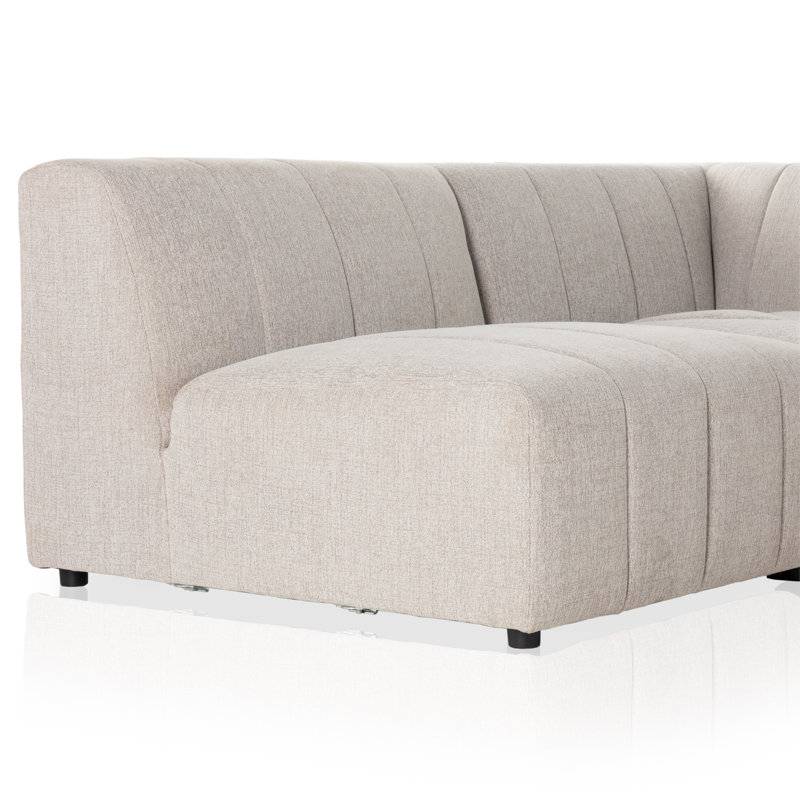 Langham 157" Wide Symmetrical Modular Sectional, Right Hand Facing, Gray Polyester