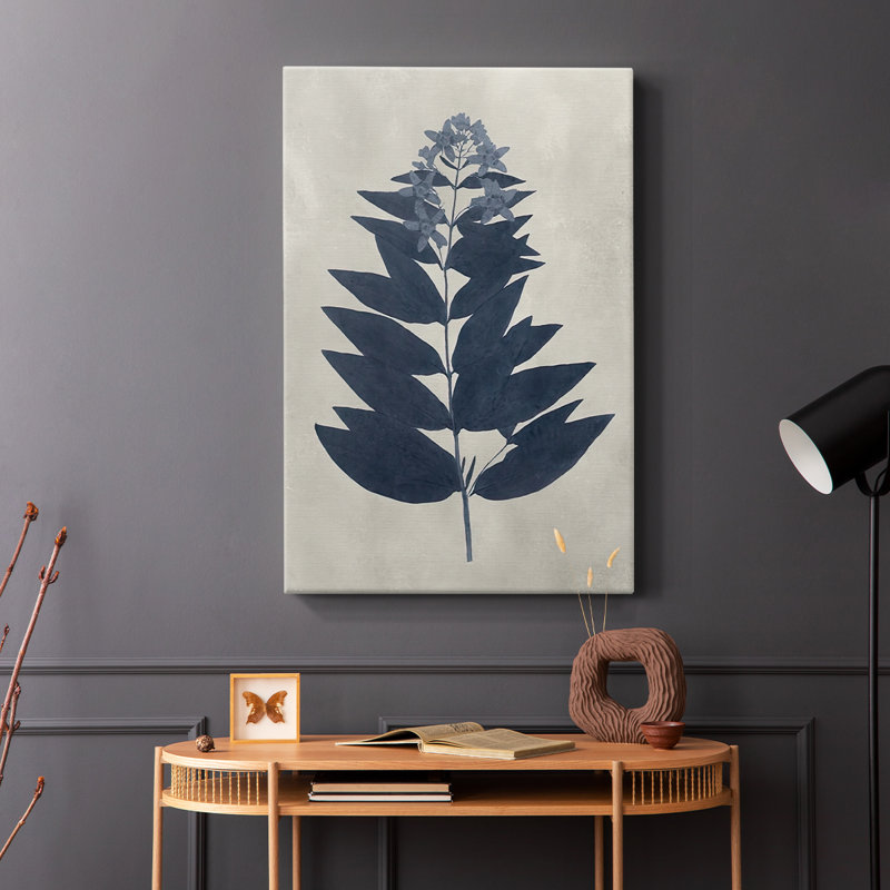 Fleurs pressées bleu marine - Cavas enveloppés de galerie, H 48 po x l 32 po