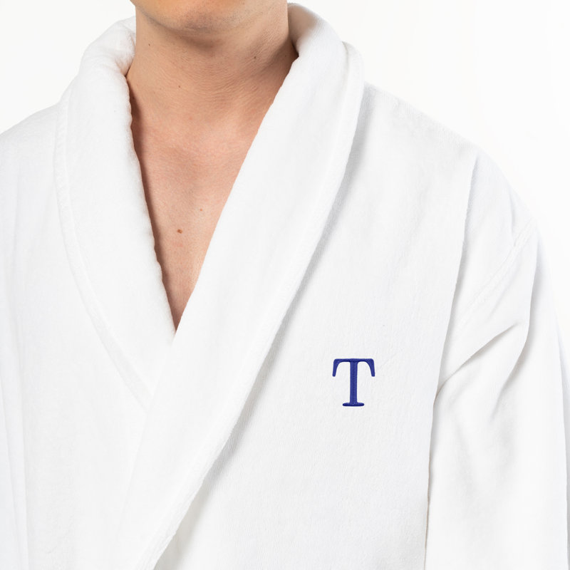  Peignoir 100% coton unisexe personnalisé en velours Anovia - bleu marine Bookman, T, P / M