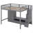Full Size Loft Bed Frame With Wardrobe,Low Storage Table And Storage Staircase-2024426045
