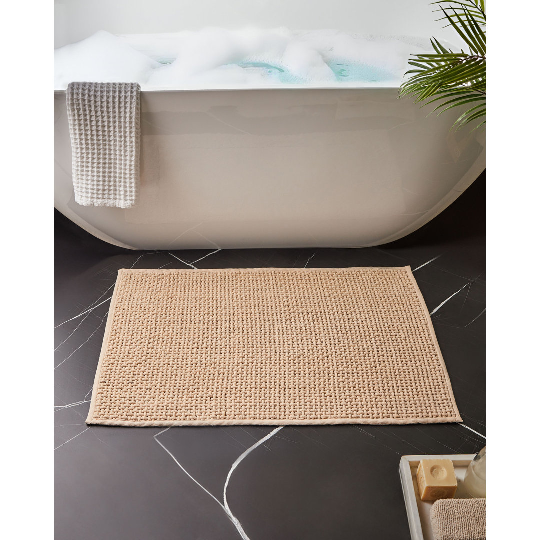 Bath Mat KARAD Beige 60 x 90 cm Cotton