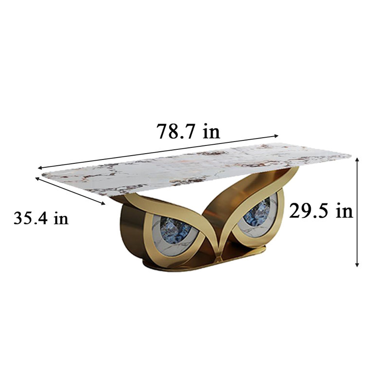 Creative Rock Plate Dining Table Dining Table, 29.5"H x 78.7"L x 35.4"W
