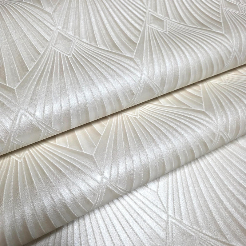 Papier peint Art déco moderne texturé beige champagne crème à motif de losanges géométriques en éventail
