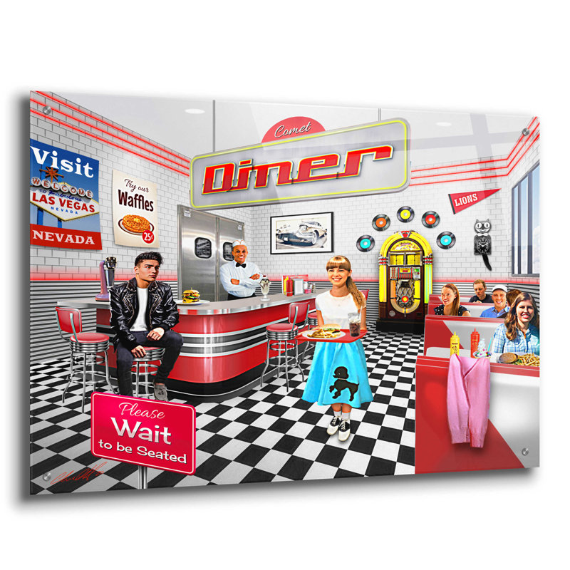 Red Barrel Studio «37 Comet Diner» par Chris Dobrowolski, art mural en verre acrylique, H 24 po x l 36 po x P 0,2 po
