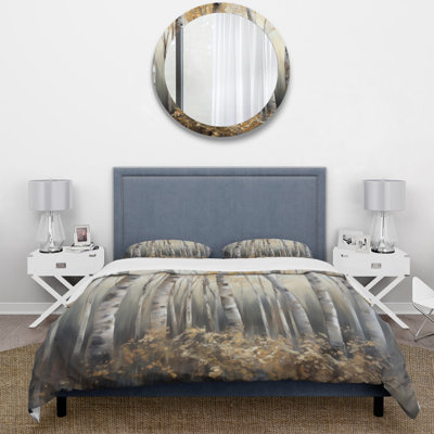Ensemble de housse de couette en microfibre / polyester Birch Tree Forest Wonderland III Bedding