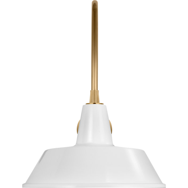 Thomas O'Brien - Light Outdoor Barn Light, Hand-Rubbed Antique Brass, 22" H x 16" W x 27" D, White