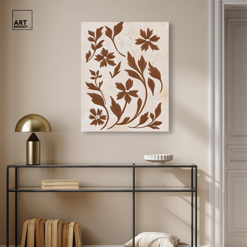 Impression florale sépia sépal II par Art Remedy, H 30 po x l 24 po, Toile tendue avec châssis