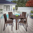 5-Piece Outdoor Dining Set with Square Dining Table and 2 Dining Side Chairs Weave Design