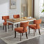 Ensemble de chaises de salle à manger de style Mid-Century moderne, ensemble de 2 chaises d'appoint rembourrées en tissu de lin ferme avec dossier en cuivre, chaises de cuisine avec structure en bois franc-469775394