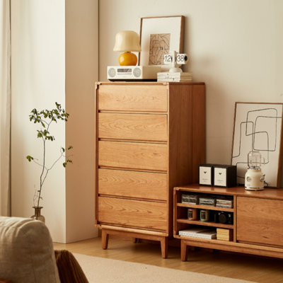 Modern Simple Style Cherry Wood Entrance Cabinet Solid Wood Accent Chest