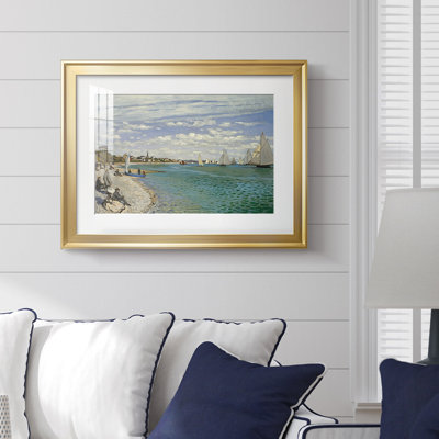 Regatta at Sainte-Adresse-Claude Monet-Framed - Fine Art Reproduction, Matted and Framed Under Acrylic Glass, Large Living Room Wall Art