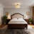 3-Light Floral Semi-Flush Ceiling Light In Copper With Linen Shade-1183556466