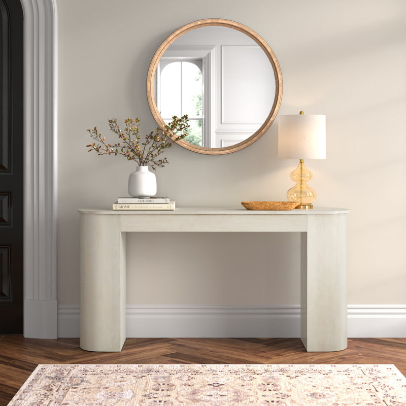 Antique White Wash Mango Wood Console Table with Storage