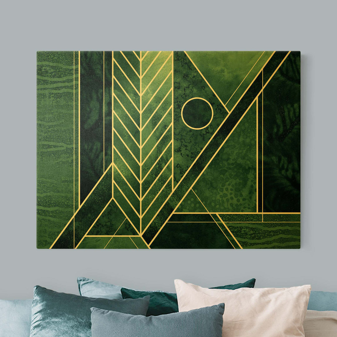 Leinwandbild Golden Geometry – Emerald