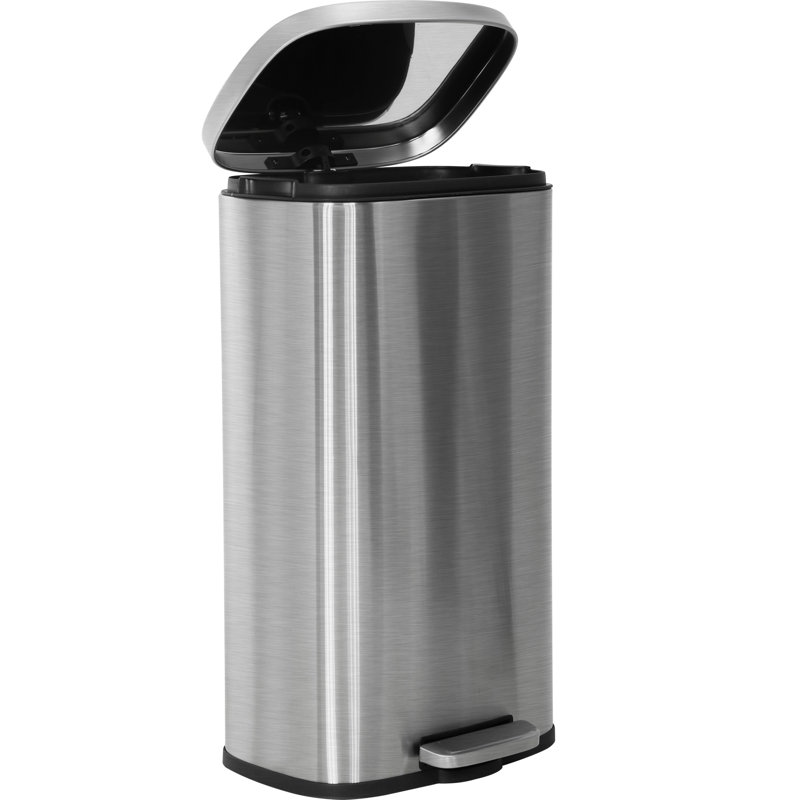 Brushed Stainless Steel 8-Gallon Oval Pedal Trash Can