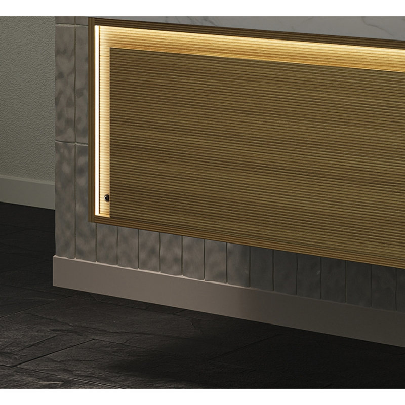 Armoire de base de meuble-lavabo peu encombrante, contreplaqué de chêne clair, style moderne pour la maison