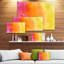 Jaune, mauve et orange abstrait - reproduction d'art sur toile tendue-16484238