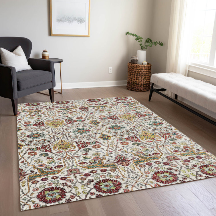 Machine Washable Indoor/Outdoor Cicel ACN1132 Ivory Rug