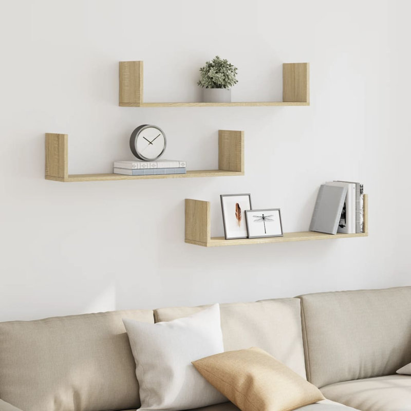 Riziero Floating Shelf, 18cm H x 80cm W x 18cm, Sonoma Oak