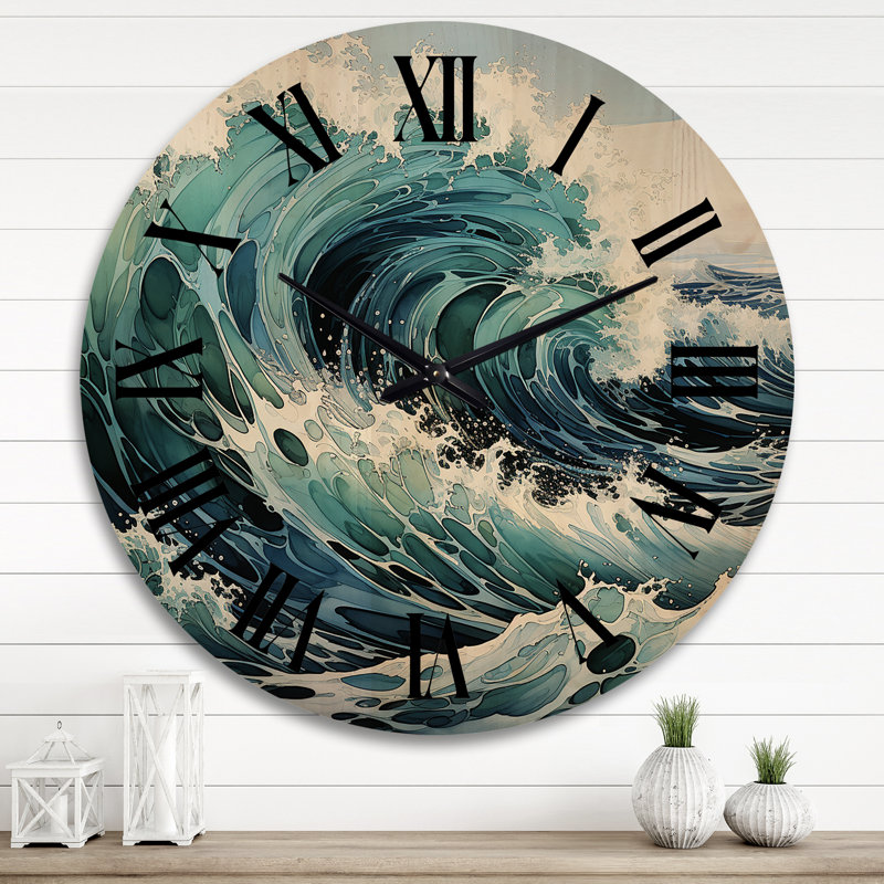 Horloge murale en bois massif Venisha, Très grand