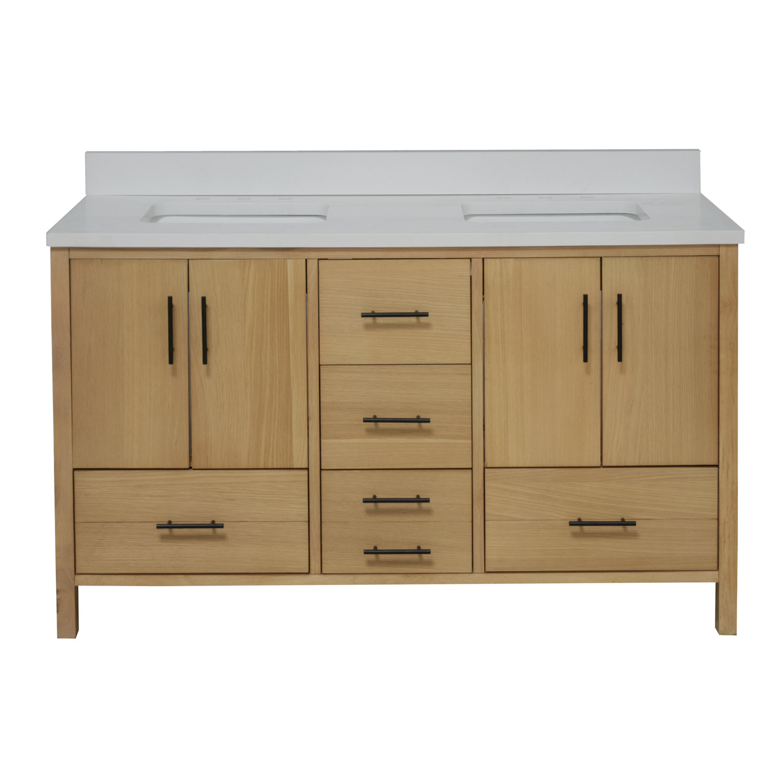 Kiara 60'' Double Bathroom Vanity, Blonde, Matte White
