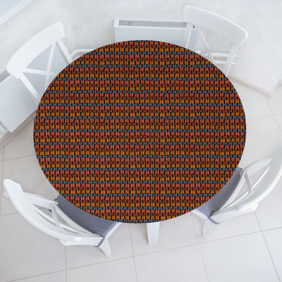 East Urban Home Retro Fitted Round Tablecloth Multicolor