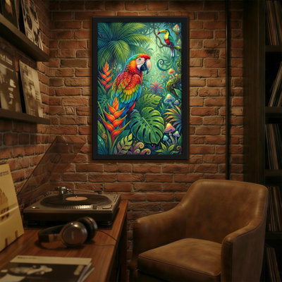 Animaux, impression sur toile, perroquet tropical