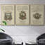Ensemble de 3 ex-libris encadrés sur toile embellis II-97795488-97795489